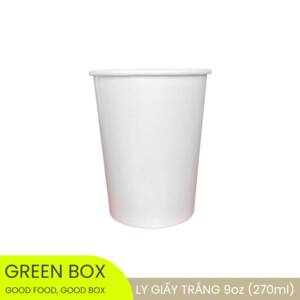 Ly Giấy Trắng 270ml (9oz) – Dùng 1 Lần, 2 Mặt Tráng PE