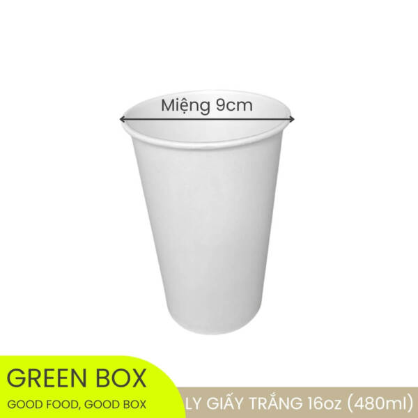 Ly Giấy Trắng 480ml (16oz) — Chất Lượng Cao, An Toàn Cho Thức Uống Lạnh - Image 2