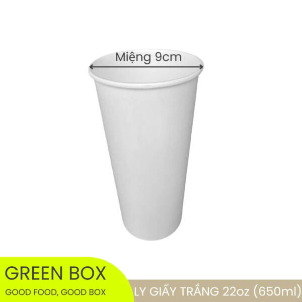 Ly Giấy Trắng 650ml (22oz) — Chống Thấm 2 Mặt, Dùng 1 Lần, An Toàn Thực Phẩm - Image 2