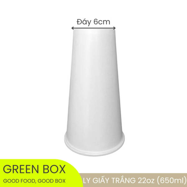 Ly Giấy Trắng 650ml (22oz) — Chống Thấm 2 Mặt, Dùng 1 Lần, An Toàn Thực Phẩm - Image 3