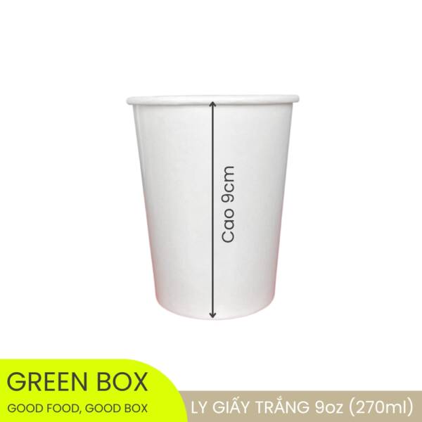Ly Giấy Trắng 270ml (9oz) – Dùng 1 Lần, 2 Mặt Tráng PE - Image 4