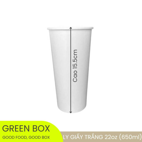 Ly Giấy Trắng 650ml (22oz) — Chống Thấm 2 Mặt, Dùng 1 Lần, An Toàn Thực Phẩm - Image 4