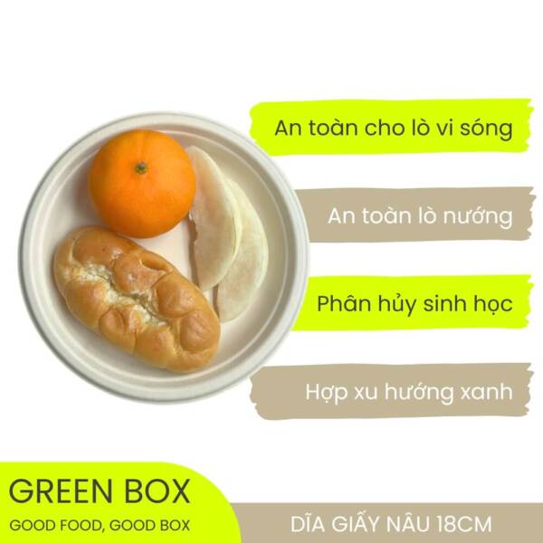 Dĩa giấy nâu 18cm - Image 5