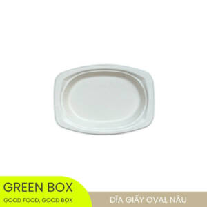 Dĩa Giấy Oval Nâu 23x16cm