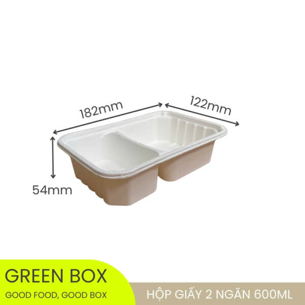 Hộp giấy 2 ngăn nắp nhựa 600ml - Image 2
