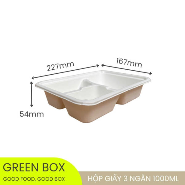 Hộp giấy 3 ngăn nắp nhựa 1000ml - Image 2