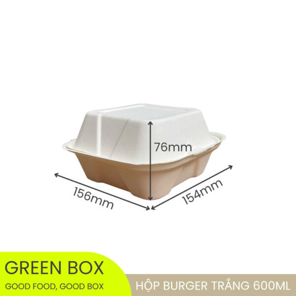 Hộp Burger Trắng 600ml - Image 2