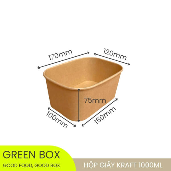 Hộp Giấy Kraft Chữ Nhật 1000ml - Image 2