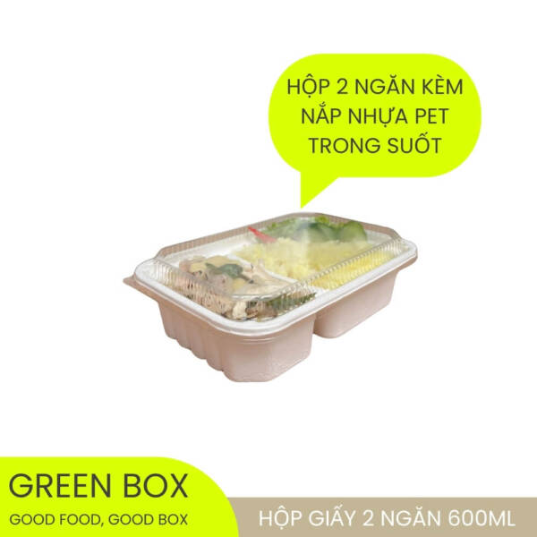 Hộp giấy 2 ngăn nắp nhựa 600ml - Image 3
