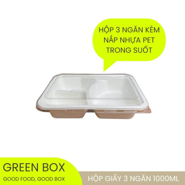 Hộp giấy 3 ngăn nắp nhựa 1000ml - Image 3