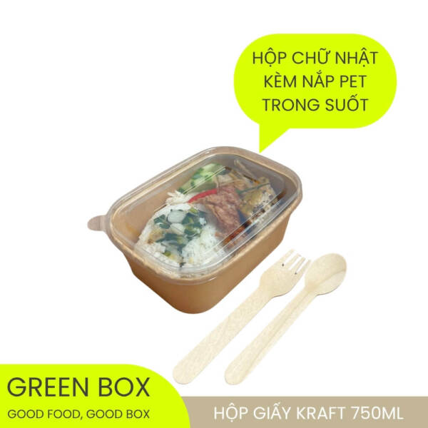 Hộp Giấy Kraft Chữ Nhật 750ml - Image 3