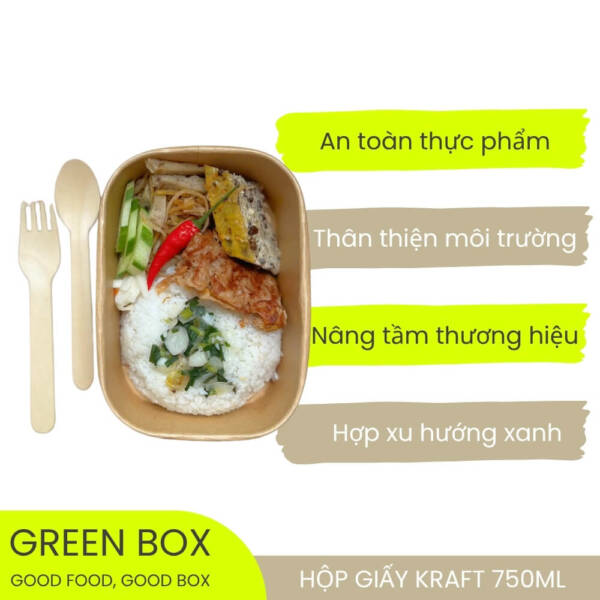 Hộp Giấy Kraft Chữ Nhật 750ml - Image 5