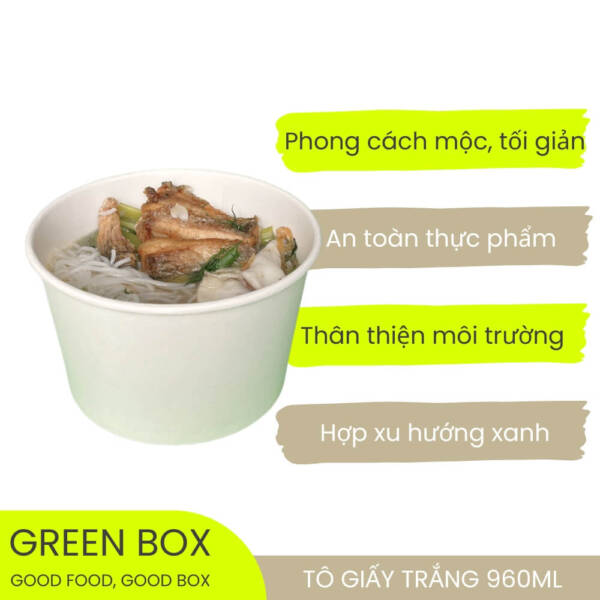 Tô Giấy Trắng 960ml (32oz) - Image 5