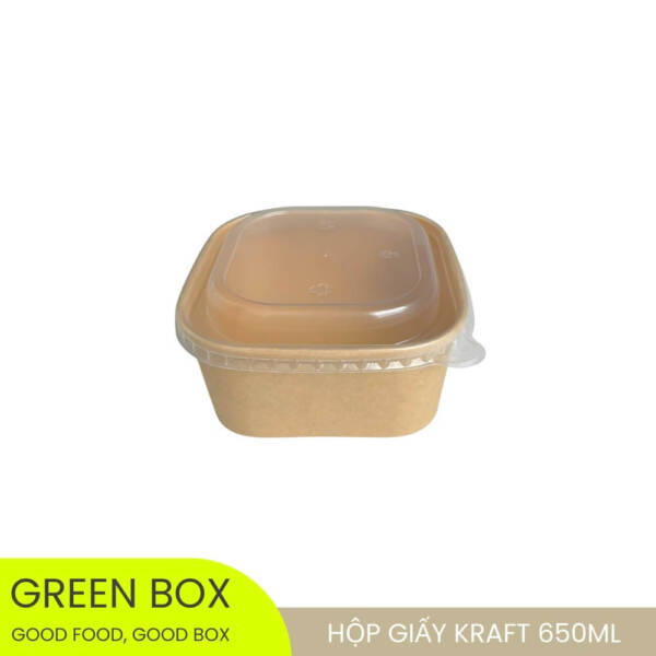 Hộp Giấy Kraft Vuông 650ml