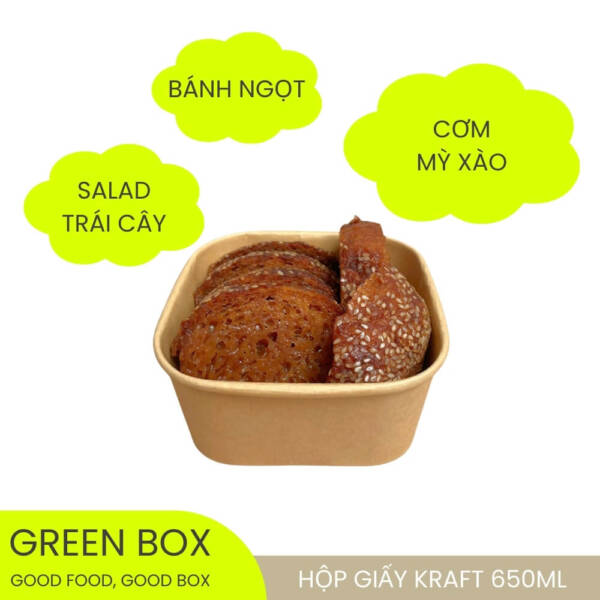 Hộp Giấy Kraft Vuông 650ml - Image 4