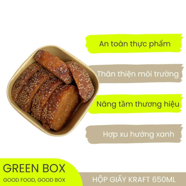 Hộp Giấy Kraft Vuông 650ml - Image 5