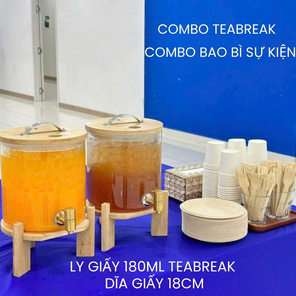 Bí quyết chuẩn bị teabreak chuyên nghiệp với combo ly giấy 180ml và dĩa giấy 18cm